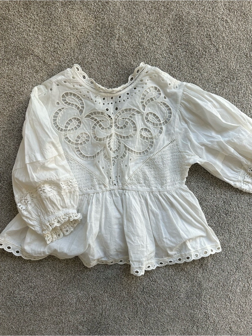 White Eyelet Peplum Tunic Blouse